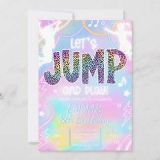 Jump Party Birthday Invitation Girls Trampoline