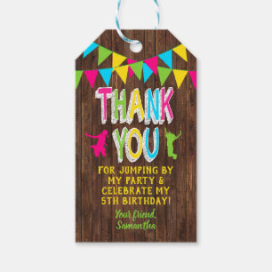 Jump Party Bounce Pink Teal Purple Favour Tag