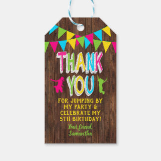 Jump Party Bounce Pink Teal Purple Favour Tag