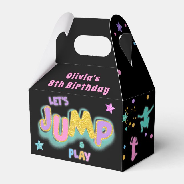 Jump Play Birthday Jump Trampoline Party Favour Bo Favor Box (Front Side)