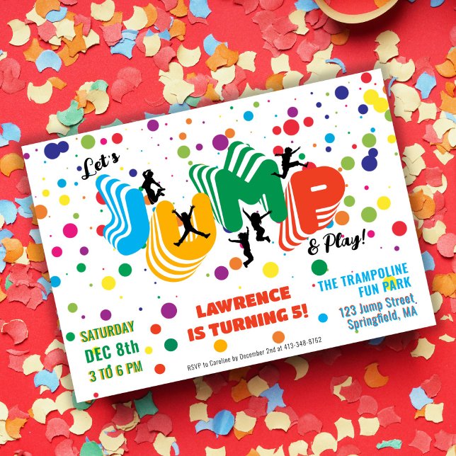 Jump Play Trampoline Park Party Kids Birthday   Invitation (Jump Play Trampoline Park Party Kids Birthday Invitation)
