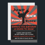 Jump Punch Kick Block Karate Party Birthday Invitation<br><div class="desc">I take pride in all my designs, If you have any questions, want custom changes made to the design, or want coordinating items to match & need me to create it, please contact Megan with Emma Sue Bow-tique directly at megan@emmasuebowtique.com . Zazzle is now offering digital files, however if you...</div>