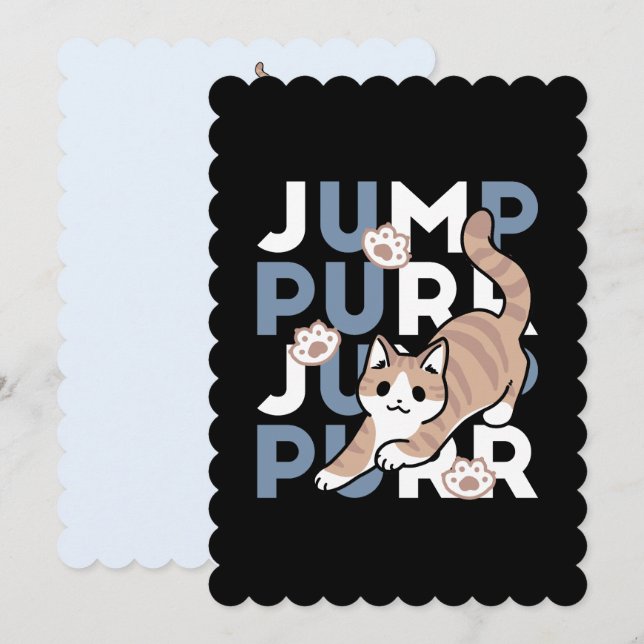 Jump Purr Jump: Playful Cat Design with Fun Art Holiday Card (Front/Back)