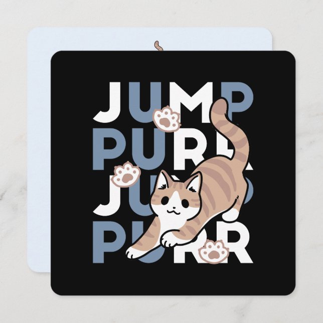 Jump Purr Jump: Playful Cat Design with Fun Art Holiday Card (Front/Back)