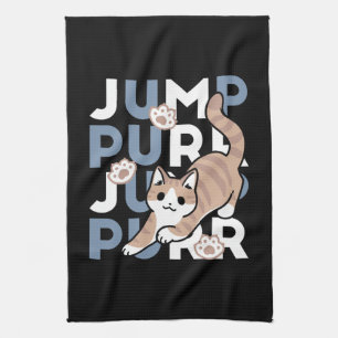 Jump Purr Jump: Playful Cat Design with Fun Art Kitchen Towel
