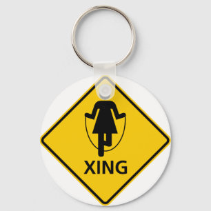 Jump Rope Crossing Highway Sign Keychain