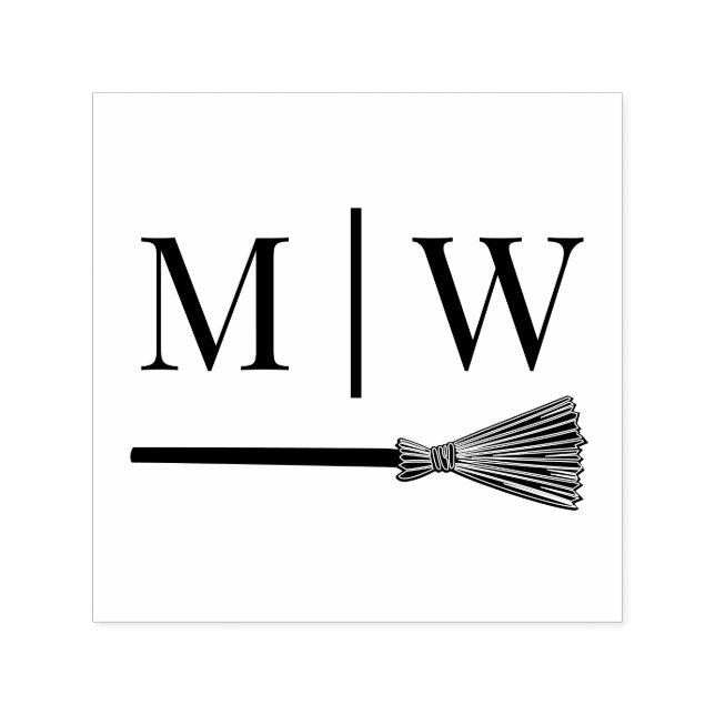 Jump the Broom B Couple Wedding 2 Initial Monogram Self-inking Stamp (Design)