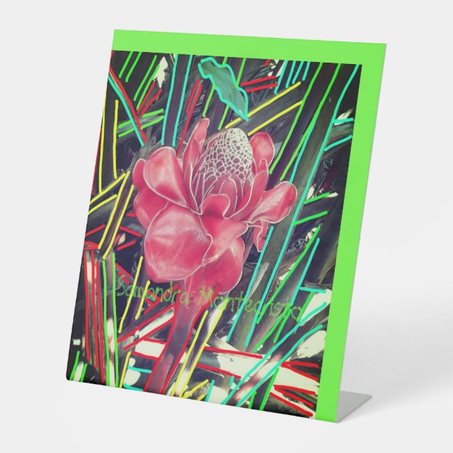 Jump to Jamaica Wonder Flower Art Pedestal Sign (Front)