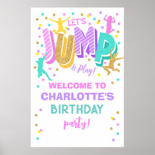 Jump Trampoline Affiche de bienvenue d'anniversair