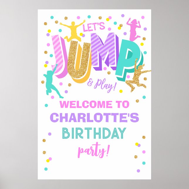 Jump Trampoline Affiche de bienvenue d'anniversair (Devant)
