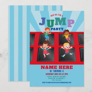 Jump Trampoline Anniversaire Blue Boys Invitation