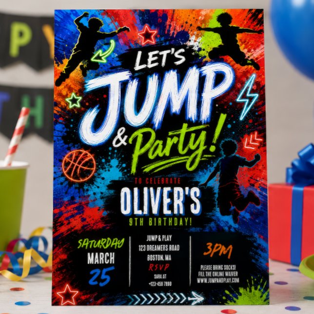 Jump Trampoline Birthday Party Invitation (Creator Uploaded)