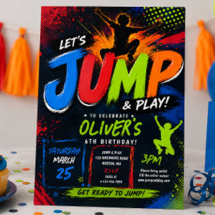 Jump Trampoline Birthday Party Invitation