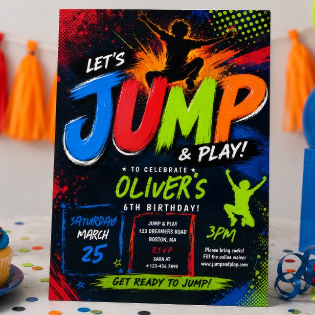 Jump Trampoline Birthday Party Invitation (Creator Uploaded)