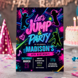 Jump Trampoline Birthday Party Invitation
