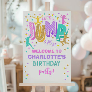 Jump Trampoline Birthday Welcome Sign