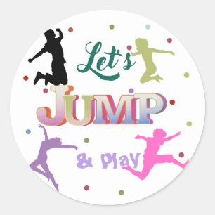 Jump Trampoline Colourful Birthday Party  Classic Round Sticker