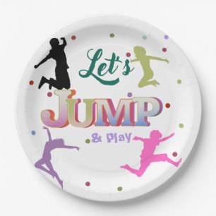 Jump Trampoline Colourful Birthday Party  Paper Plate