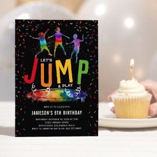 Jump Trampoline Kids Birthday Party Invitation