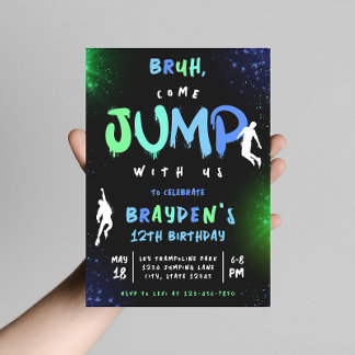 Jump Trampoline Park Graffiti Invitation d'anniver