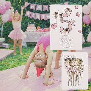 Jump & Tumble Gymnastics 5th Birthday Party Invitation