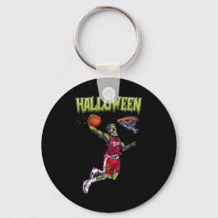 Jump Zombie Basketball Dunk Player Halloween Pumpk Keychain