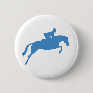 Jumper Horse Silhouette (blue) 2 Inch Round Button