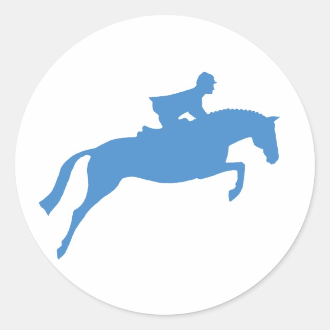 Jumper Horse Silhouette (blue) Classic Round Sticker (Front)
