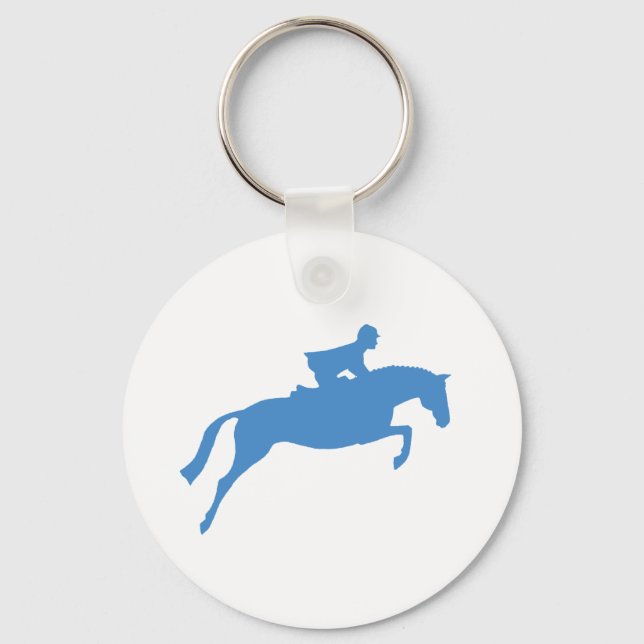 Jumper Horse Silhouette (blue) Keychain (Front)
