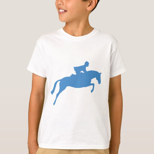 Jumper Horse Silhouette (blue) T-Shirt (Front)