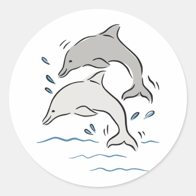 Jumpin' Dolphins Classic Round Sticker (Front)