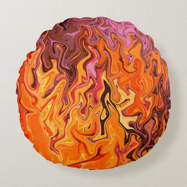 Jumpin' Flames..... Round Pillow (Front)