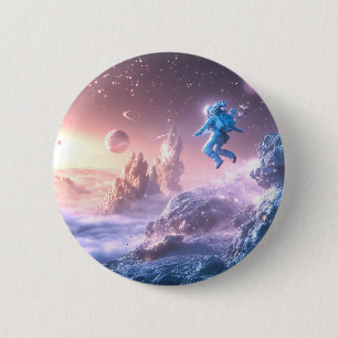 Jumping Astronaut 2 Inch Round Button