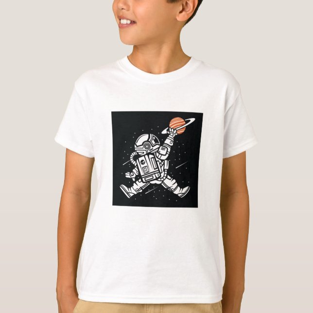 Jumping Astronaut Holding Planet Tee (Front)