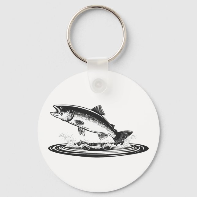 jumping atlantic salmon fish keychain (Front)