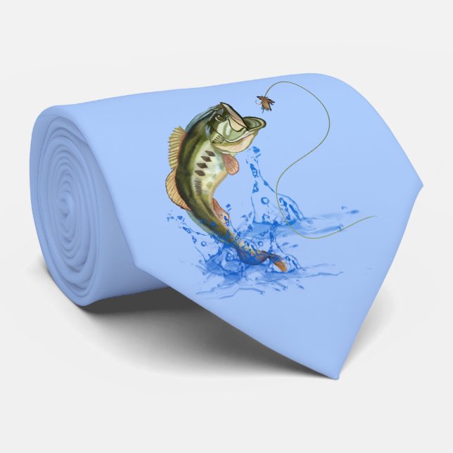 Jumping Bass Fishing Tie (Rolled)