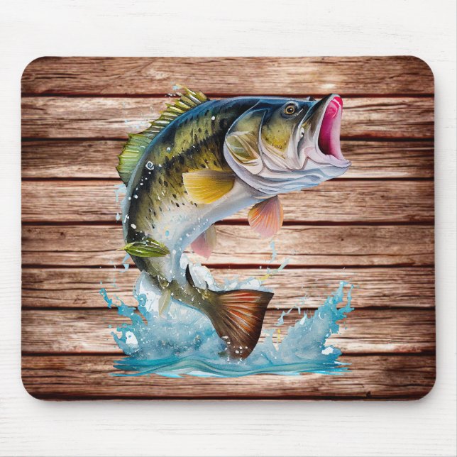 Jumping Bass Gone Fishing Mouse Pad (Front)