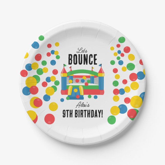 Jumping Bouncy Castle Kids Bounce Birthday Party Paper Plate (Front)