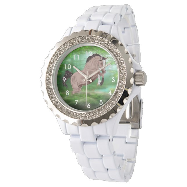Jumping Buckskin Horse Watch (Angled)