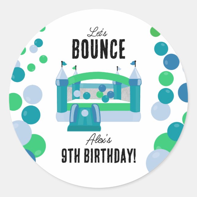 Jumping Castle Bouncy Boys Birthday Party Classic Round Sticker (Front)