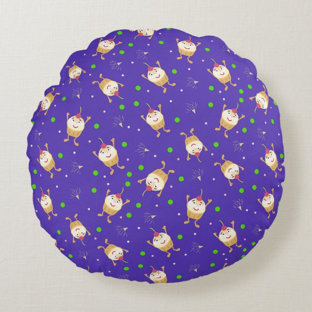 Jumping cupcakes  round pillow (Front)