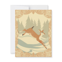 Jumping Deer in a snowy forest scene