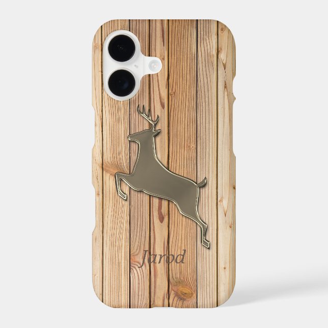 Jumping Deer Silhouette on Wood Panel (Back)
