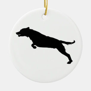 Jumping Dog Silhouette Ceramic Ornament