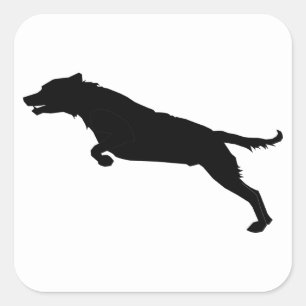 Jumping Dog Silhouette Square Sticker