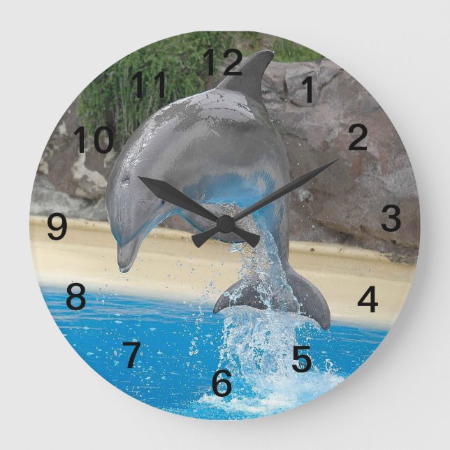 Jumping Dolphin Large Clock (Front)