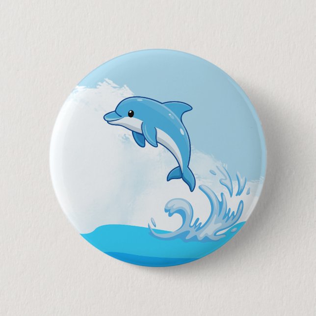 Jumping dolphin ocean adventure 2 inch round button (Front)