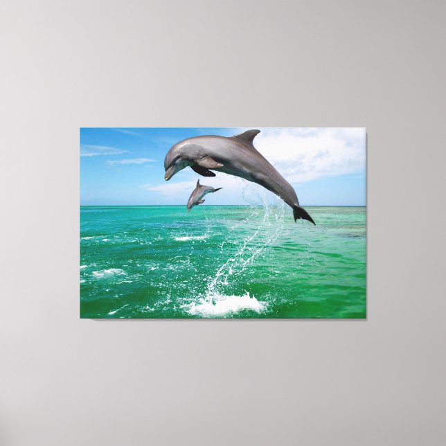 Jumping Dolphins Custom Canvas Wall Art (Front)