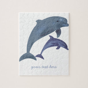 Jumping dolphins illustration name jigsaw puzzle