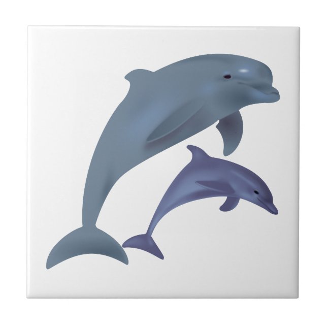 Jumping dolphins illustration tile (Front)